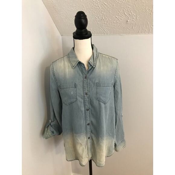 Anthropologie Holding Horses Bleached Chambray Denim Button Shirt - Size Small - Picture 2 of 16